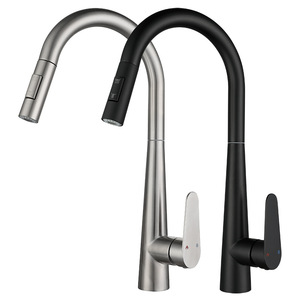 Stainless Steel Pull Out Kitchen Faucet Single Handle Deck Mounted Modern Ceramic Valve Core YQ3024F - Product Image 3