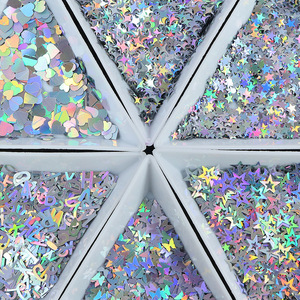 INTODIY 6 Padrão Conjunto de Combinação Laser Silver Glitter Cor Glitter Coração Carta Borboleta Estrela Patch Misto Para O Enchimento De Resina - Product Image 4