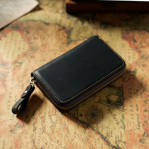 Porte-monnaie en cuir pleine fleur Crazy Horse, couleur personnalisée, fermeture éclair métallique, porte-clés, étui pour clés de voiture, portefeuille rétro pour clés - Product Image 6