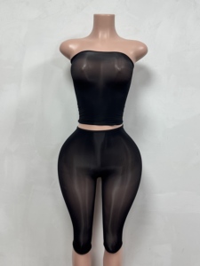 <span class=keywords><strong>Abbigliamento</strong></span> Sexy da <span class=keywords><strong>Donna</strong></span>, Top Trasparente in Rete e Leggings Abbinati, Set Due Pezzi Sexy <span class=keywords><strong>Vintage</strong></span>, <span class=keywords><strong>Abbigliamento</strong></span> Estivo Femminile - Product Image 4