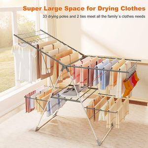 Stendino per stendibiancheria in metallo a 2 livelli pieghevole per interni/esterni a doppio livello - Product Image 2