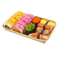 Emballage à emporter en papier kraft recyclable pour sandwich/sushi/sashimi/croustilles/sucre, avec couvercle brillant laminé et gaufrage moderne