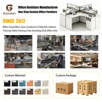 Poste de travail ergonomique de bureau en panneaux modulaires modernes en panneaux de particules, avec cloisons de séparation pour 4 postes