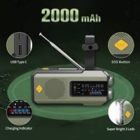 Model baru portabel Mini engkol tangan Radio Emerncy senter SOS dengan 2000mAh Power Bank Solar & FM/AM Speaker bertahan Kit