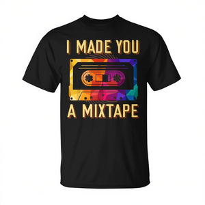 Camiseta Vintage de los 80s y 90s con Diseño de Casete 'I Made You a Mixtape' - Ropa Promocional Retro y Elegante - Product Image 2