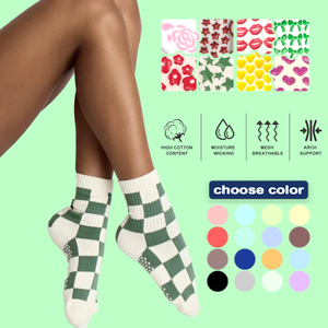 Nhà Sản Xuất Checkerboard In Dệt Kim Vớ Cotton Phụ Nữ Chống Trượt Grip Vớ Ba Lê Yoga Tùy Chỉnh Pilates Vớ - Product Image 1