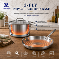 Batterie de cuisine en acier inoxydable Zhenneng, 11 pièces, 304, durable, résistante à la rouille, pour cuisinières à gaz et à induction, usage domestique