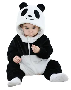 卸売男の子ハロウィンコスチューム女の子動物コスチュームOEM冬フード付きロンパース新生児パンダ衣装