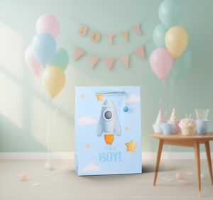 Borsa regalo grande in cartone rigido, regalo per baby shower 'È un maschietto' per neonati da 0 a 12 mesi - Product Image 2