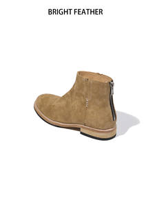 Bottes <span class=keywords><strong>Chelsea</strong></span> de style britannique BRIGHT FEATHER pour hommes, en cuir véritable, daim, <span class=keywords><strong>nubuck</strong></span>, rétro, avec fermeture éclair à la cheville, respirantes, doublure en cuir de cheval - Product Image 4