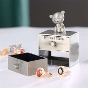 Ours mignon buvant du <span class=keywords><strong>lait</strong></span> pour enfants porte-fée à dents bébé première <span class=keywords><strong>dent</strong></span> et boucle coffret souvenir mignon boîte à dents or/argent - Product Image 6