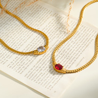 Colliers minimalistes tendance en acier inoxydable avec zircon ovale pour femmes, bijoux plaqués or de haute qualité, vente en gros TGXL14052