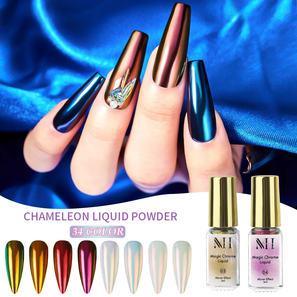 Menghe new formula cambia colore liquido effetto specchio vernice metallic art nail 5ml chameleon pigment gel nail polish