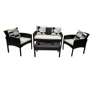 Vietnam Factory Top Notch Quality Modern Outdoor 4-Piece <b>Rattan</b> <b>Sofa</b> Set with Polyester Cushions for Garden Furniture Patio - Product Image 1