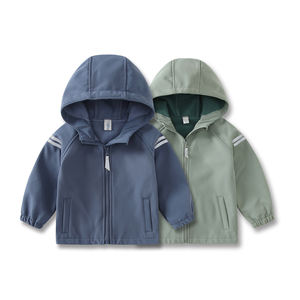 Vestes pour enfants OEM printemps et automne, vestes <span class=keywords><strong>softshell</strong></span> de couleur unie pour garçons, vestes imperméables pour enfants, avec intérieur en polaire fine - Product Image 1