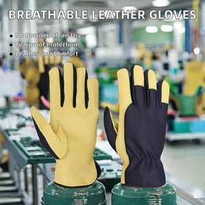 Guantes de Trabajo Transpirables de Cuero, Resistentes a Desgarros y Perforaciones, Antideslizantes, con Puño de Seguridad, Grosor de 2 Mil - Product Image 2