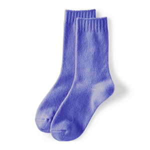 Chaussettes mi-hautes pour femmes, couleur unie violet, 100% coton, respirantes, pour usage quotidien, tricotées, style classique, saison printemps - Product Image 1