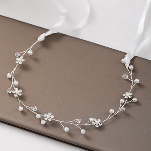 إكسسوار شعر نسائي على الطراز الكوري من نيانكان، عصابة رأس مزينة باللؤلؤ لفساتين الزفاف، إكسسوار رأس بسيط وأنيق - Product Image 2