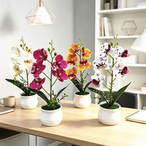Orchidée Phalaenopsis Paulon en pot, 29 cm de haut, fleur artificielle, décoration de bureau - Product Image 1