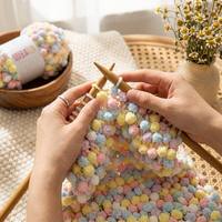 1 Rouleau 16S 40m Fil à Pompons Boules de Neige Petites Boules pour DIY Crochet Coussin Tapis Couverture Climatisation Fournitures Artisanat Vêtement