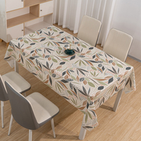 Nappe de table rectangulaire RNPT à motif gris et feuilles blanches pour patio, en tissu transparent