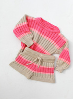 Ensemble de chandails tricotés pour enfants, tenue de détente unisexe, pull épais, short, automne et hiver