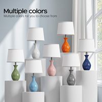 Ensemble de 2 lampes de chevet roses modernes en céramique, petites lampes classiques pour table de nuit, lampe de chevet pour chambre à coucher