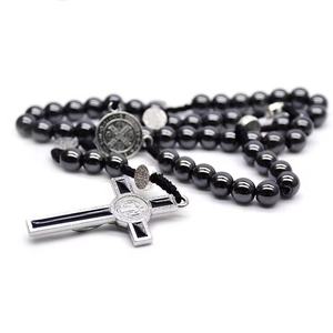 Vendita calda di ematite <span class=keywords><strong>rosario</strong></span> di pietra nera <span class=keywords><strong>collana</strong></span> di perle <span class=keywords><strong>con</strong></span> Gerusalemme santo suolo croce - Product Image 4