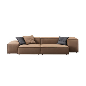 Sofá Cuadrado Minimalista Italiano de Una Plaza, en Cuero y Metal, Diseño de Lujo Ligero para Sala de Estar, Estilo Tofu Block, Ideal para Apartamentos Pequeños - Product Image 4