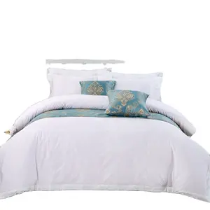 कस्टम 250 300 400 600 धागा गिनती मिस्र के कपास 4 Pcs Bedsheet होटल डिजाइन बिस्तर बिस्तर पर चादर चादर सेट