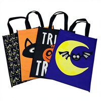 Sac fourre-tout pliable en non-tissé écologique pour Halloween, avec motifs de dessins animés phosphorescents (citrouille, fantôme, crâne, zombie)