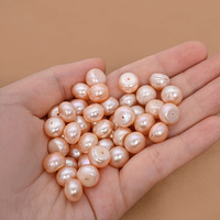 Perles de culture d'eau douce naturelles, rose pêche, 10-10,5 mm, à dos plat, en forme de bouton, haute brillance, pour clous de luxe