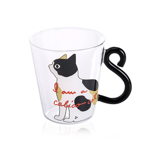 Copo de Vidro Transparente com Design Criativo de Gato Japonês com Boca Aberta, Resistente ao Calor e ao Frio, Seguro para Alimentos, Portátil, para Uso em Festas, para Leite - Product Image 4