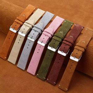 14/16/18/20/22mm Breathable Suede Soft Leather Luxury Hand-<b>Stitched</b> Smartwatch <b>Watch</b> Bands - Product Image 1