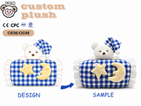 Bantal Boneka Beruang Lucu Imut, Bantal Hewan Isi Kapas PP Lembut Bermotif Gingham Bintang Bulan, OEM ODM Juguetes Tendencia