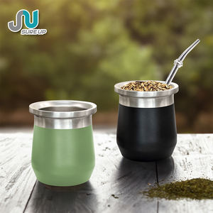 Vaso Térmico Clásico de Acero Inoxidable de Doble Pared para Yerba Mate Argentina, 260ml, con Pajita, Aislamiento al Vacío, Antideslizante, para Fiestas, Mantiene la Temperatura de 6 a 12 Horas - Product Image 1
