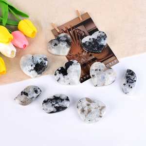Venta al por Mayor de Piedras de Corazón de Cristal Natural Curativas, Gemas de Piedra Lunar Talladas en Forma de Corazón para Decoración - Product Image 2