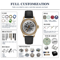 Benutzerdefiniertes Logo Vollautomatische Herrenuhr Leder-Nylon-Armband Datumsanzeige Piloten-Mechanikuhr Wasserdichte Business-Sportuhr