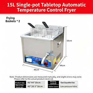 Friteuse à gaz thermostatée professionnelle 15L en acier inoxydable avec panier pour poulet frit, frites et snack-bars - Product Image 4
