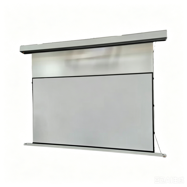 Smart In-Ceiling Motorized Hidden Tension Projection Screen 84-150 Inch Floating Grey Photon ALR Fabric