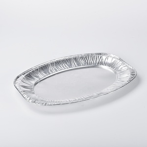 En relief four cuisson grand jetable plateaux de service ovale en aluminium feuille conteneur restauration poisson <span class=keywords><strong>barbecue</strong></span> plateau - Product Image 3