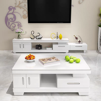 Ensemble de meuble TV extensible et table basse de style moderne, meuble TV de luxe
