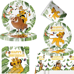 Paleta de papel con tema del <span class=keywords><strong>Rey</strong></span> León de dibujos animados nuevos y modernos, adornos decorativos, mantel, papel de bandera colgante para fiesta de cumpleaños - Product Image 2