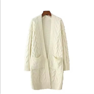Cardigan long en tricot respirant pour femme, ouvert sur le devant, idéal pour l'automne et l'hiver, vente en gros - Product Image 5