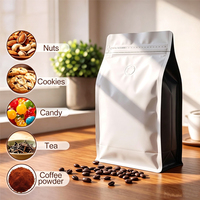 Sachet de café à fond carré avec fermeture éclair, qualité alimentaire, sachet refermable en plastique Mylar pour emballage alimentaire