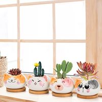 Vente chaude Mignon Animal Conception En Céramique Mini Bonsaï Pots De Fleurs Pas Cher Intérieur Succulent Pots Jardin Maison Ensemble De Bureau Décor À La Maison