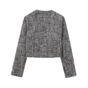 Set Due Pezzi da <span class=keywords><strong>Donna</strong></span> all'Ingrosso: <span class=keywords><strong>Blazer</strong></span> Corto e Pantaloncini in <span class=keywords><strong>Tweed</strong></span> Classico, Formale e Casual con Bottoni Frontali - Product Image 3