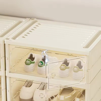 Jili Boîte à Chaussures Luxe Grande Capacité 6-18 Paires, Meuble à Chaussures Intégré Pliable en Plastique Facile à Installer avec Aimant
