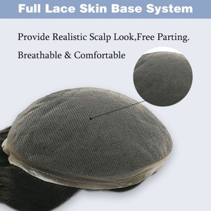FH #7 Full Lace French Topper for <b>Man</b> Human Hair Unit Natural Wave 8x10 Inch All Lace Base Curly Replacement System - Product Image 5
