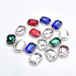 Botón rectangular de diamantes de imitación de 18x28Mm, accesorio de cristal con parte trasera plana, garra de plata, hebilla de cristal para coser en bolsas de ropa, bricolaje, venta directa de fábrica - Product Image 4